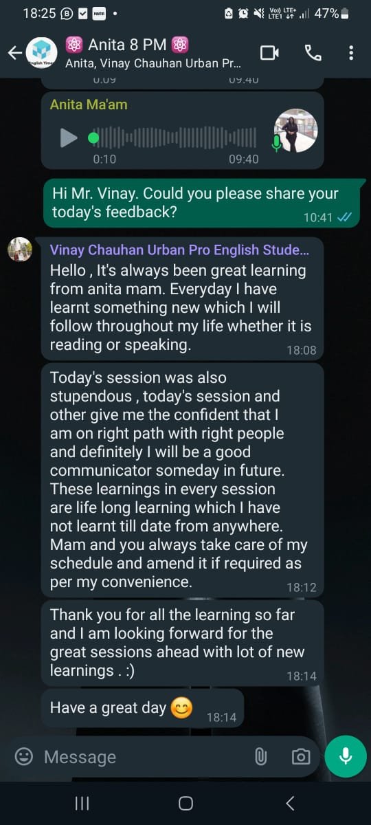 Vinay Chauhan feedback